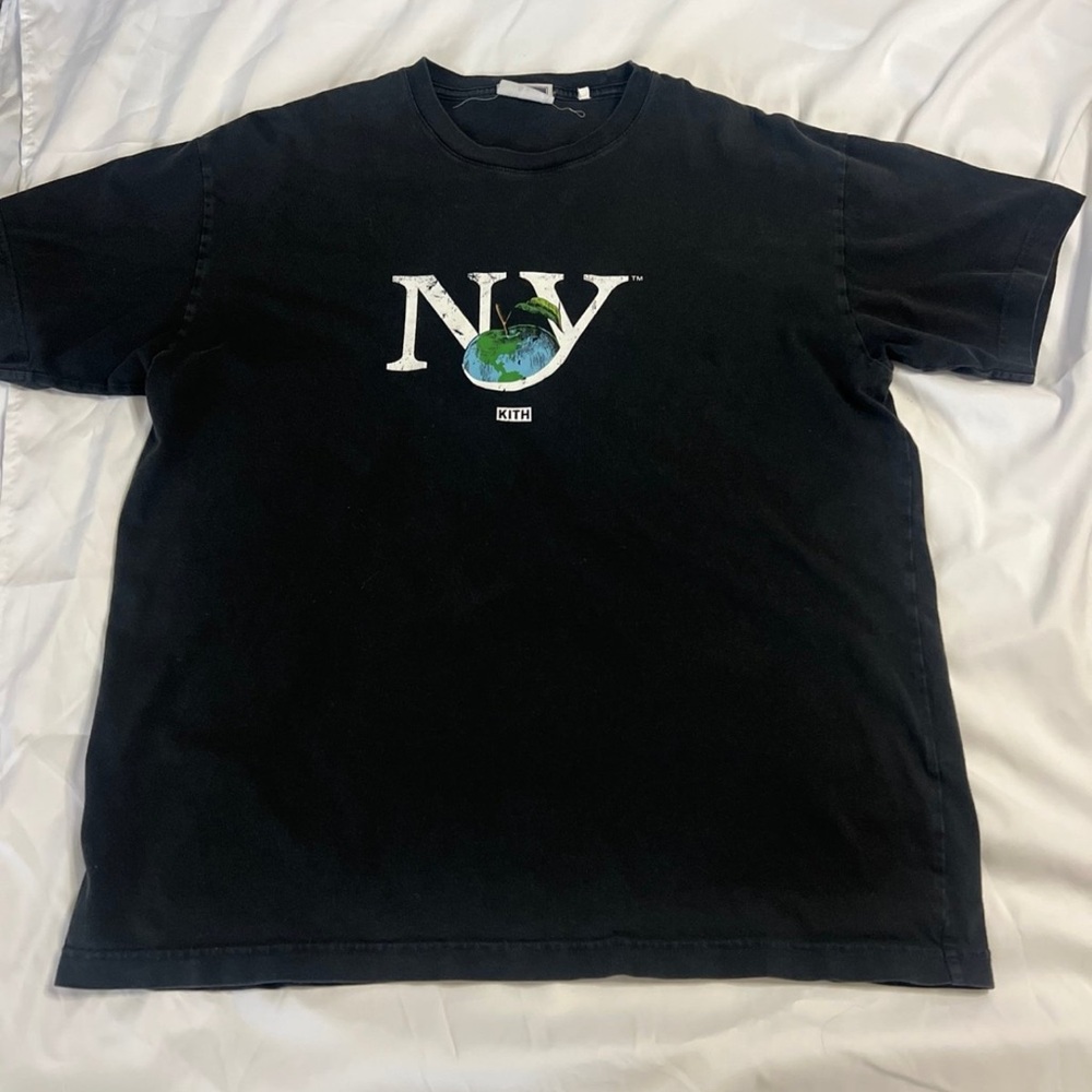 Kith Black T-Shirt with NY Earth Graphic